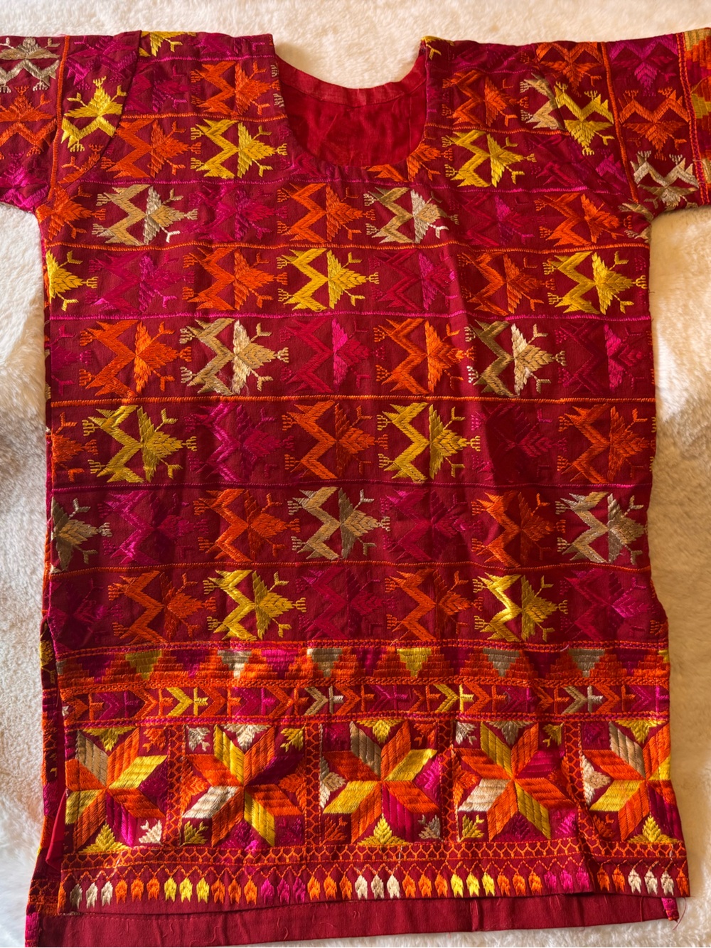 Phulkari kurti with yellow duppatta
